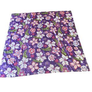 Floral Shower Curtain 72"x69" Purple Hibiscus Pattern Polyester Bathroom Decor